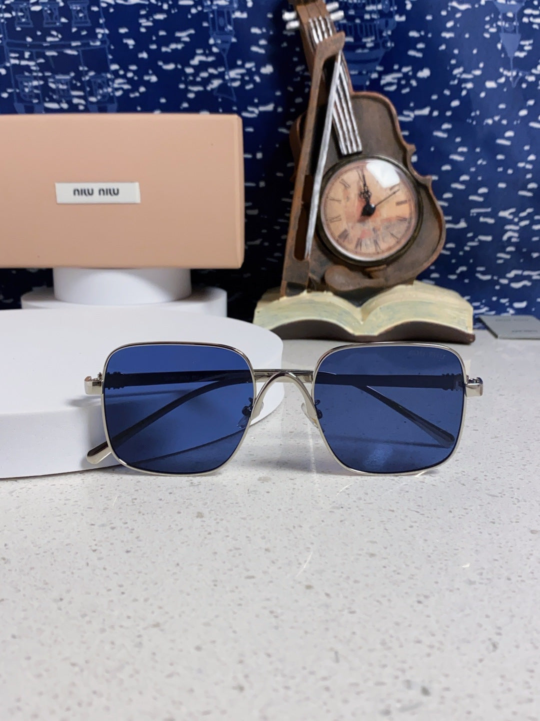Miu Miu Metal Square Blue Lens Sunglasses for Men & Women - 158613 - detail image 9