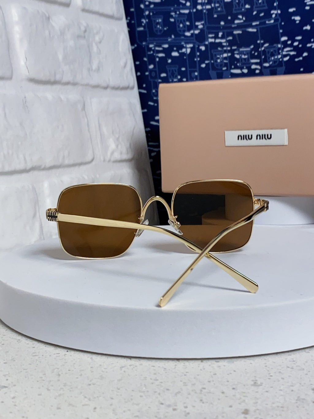 Miu Miu Metal Square Brown Lens Sunglasses for Men & Women - 158614 - detail image 3