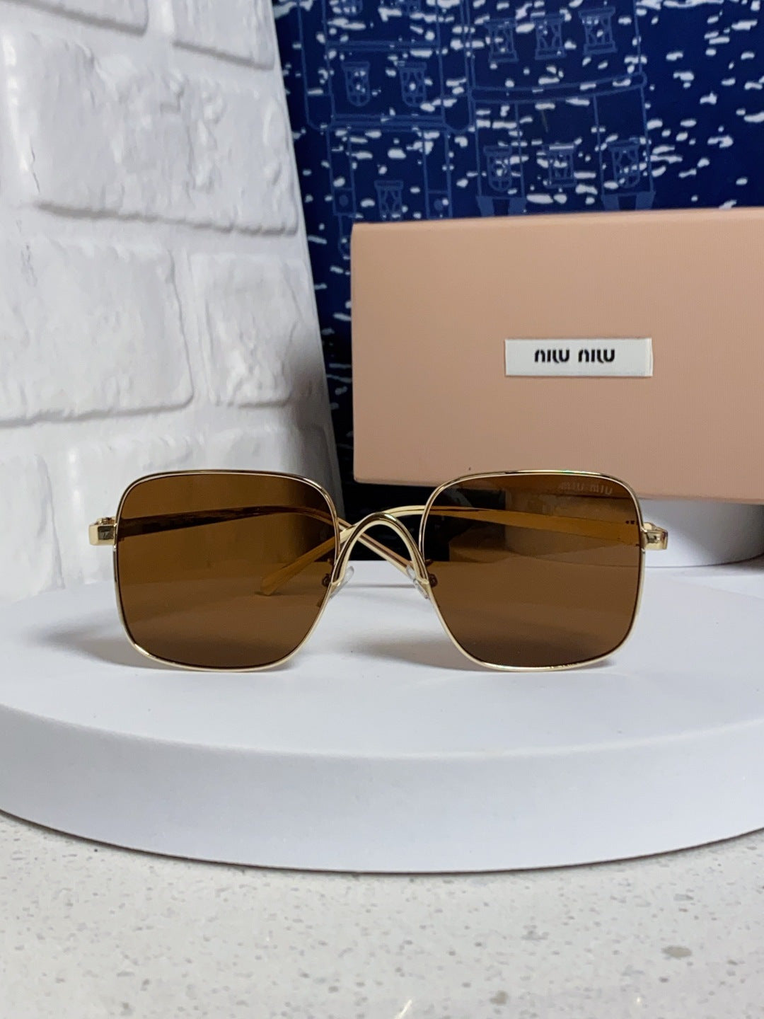 Miu Miu Metal Square Brown Lens Sunglasses for Men & Women - 867223 - detail image 2