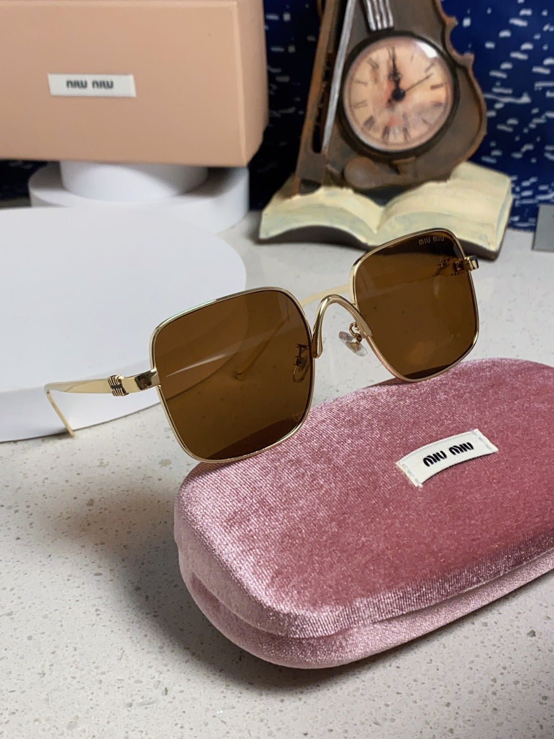 Miu Miu Metal Square Brown Lens Sunglasses for Men & Women - 158614 - detail image 10