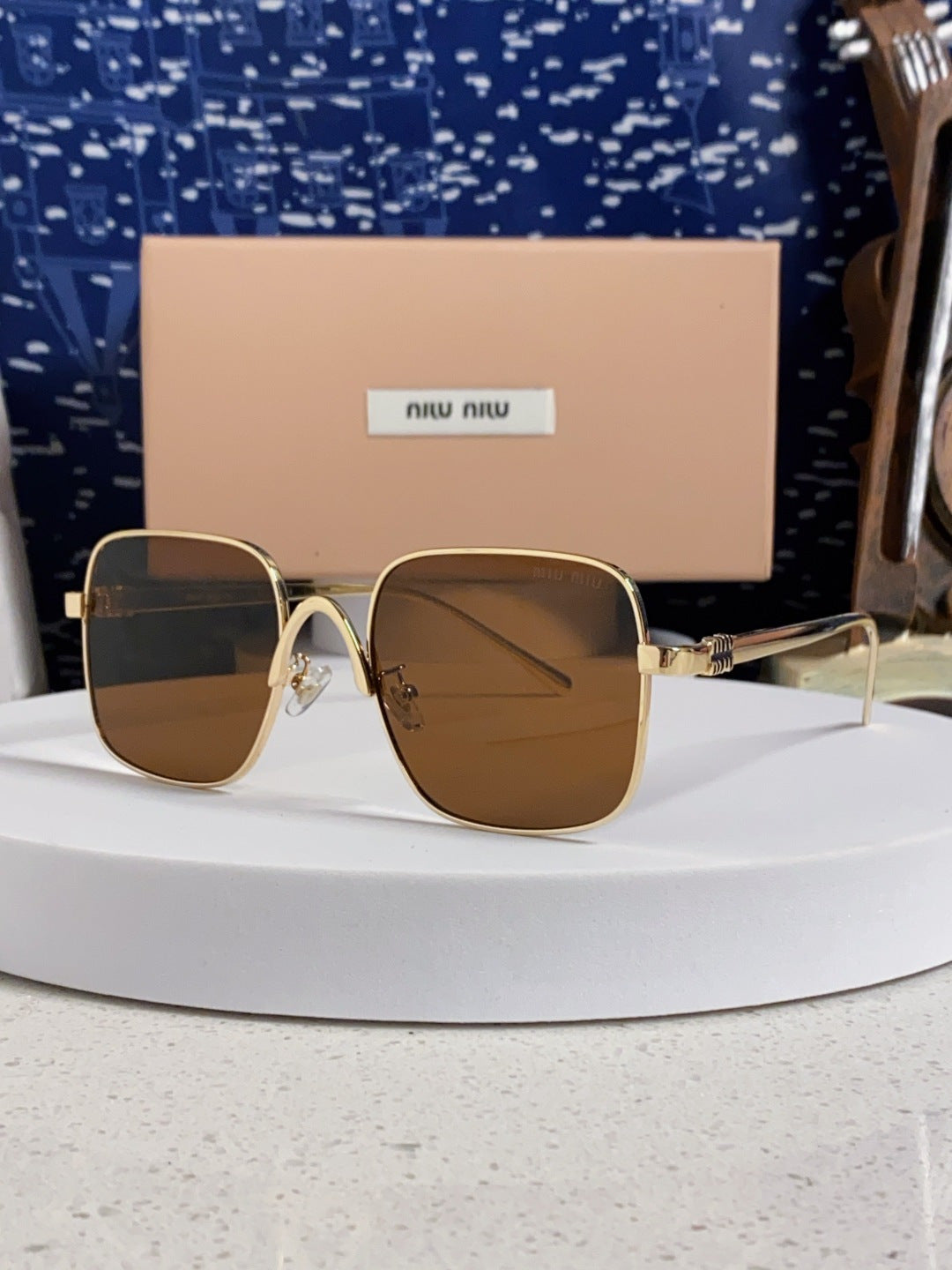 Miu Miu Metal Square Brown Lens Sunglasses for Men & Women - 416162