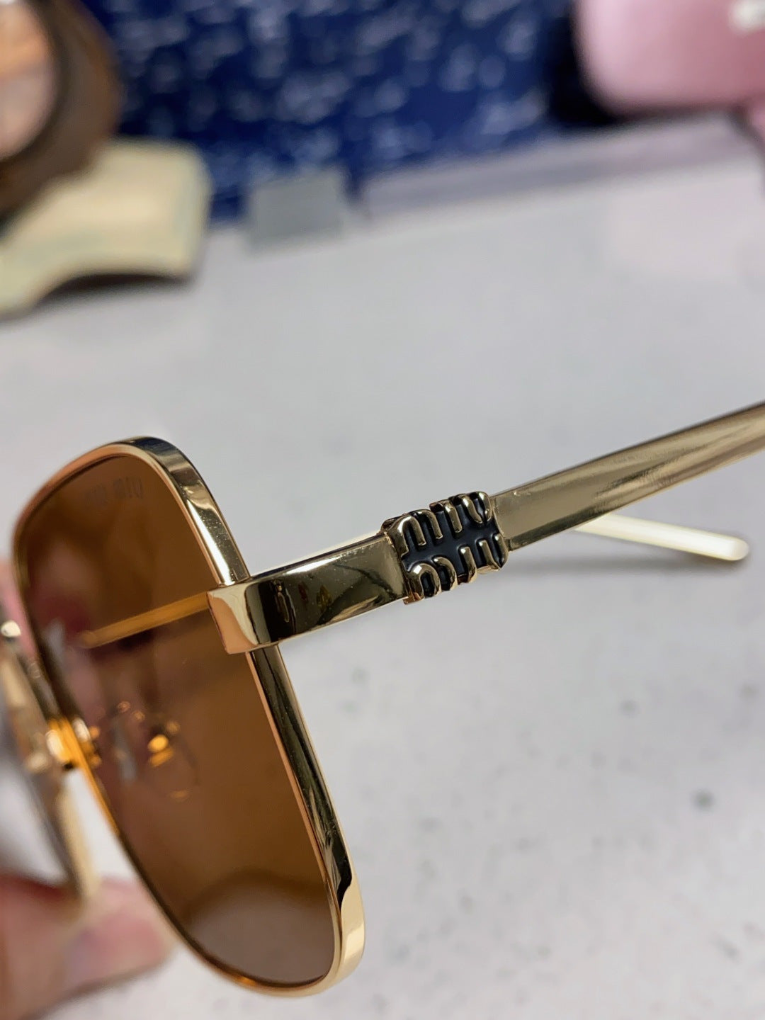Miu Miu Metal Square Brown Lens Sunglasses for Men & Women - 158614 - detail image 7