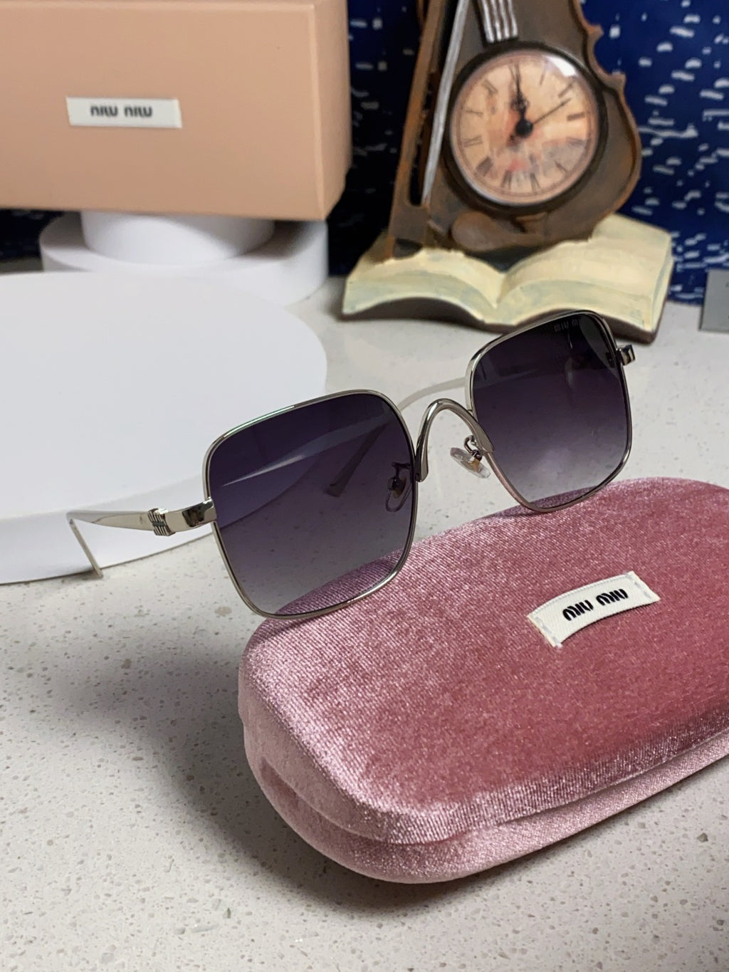 Miu Miu Metal Square Silver Lens Sunglasses for Men & Women - 158615 - detail image 10
