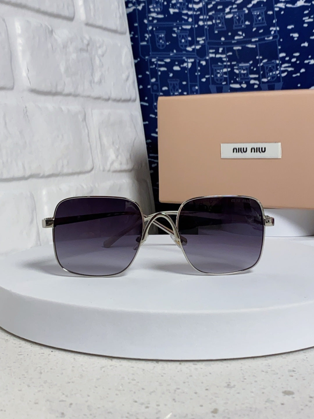 Miu Miu Metal Square Silver Lens Sunglasses for Men & Women - 867224 - detail image 2