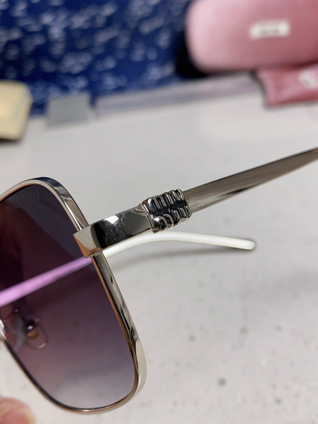 Miu Miu Metal Square Silver Lens Sunglasses for Men & Women - 867224 - detail image 7