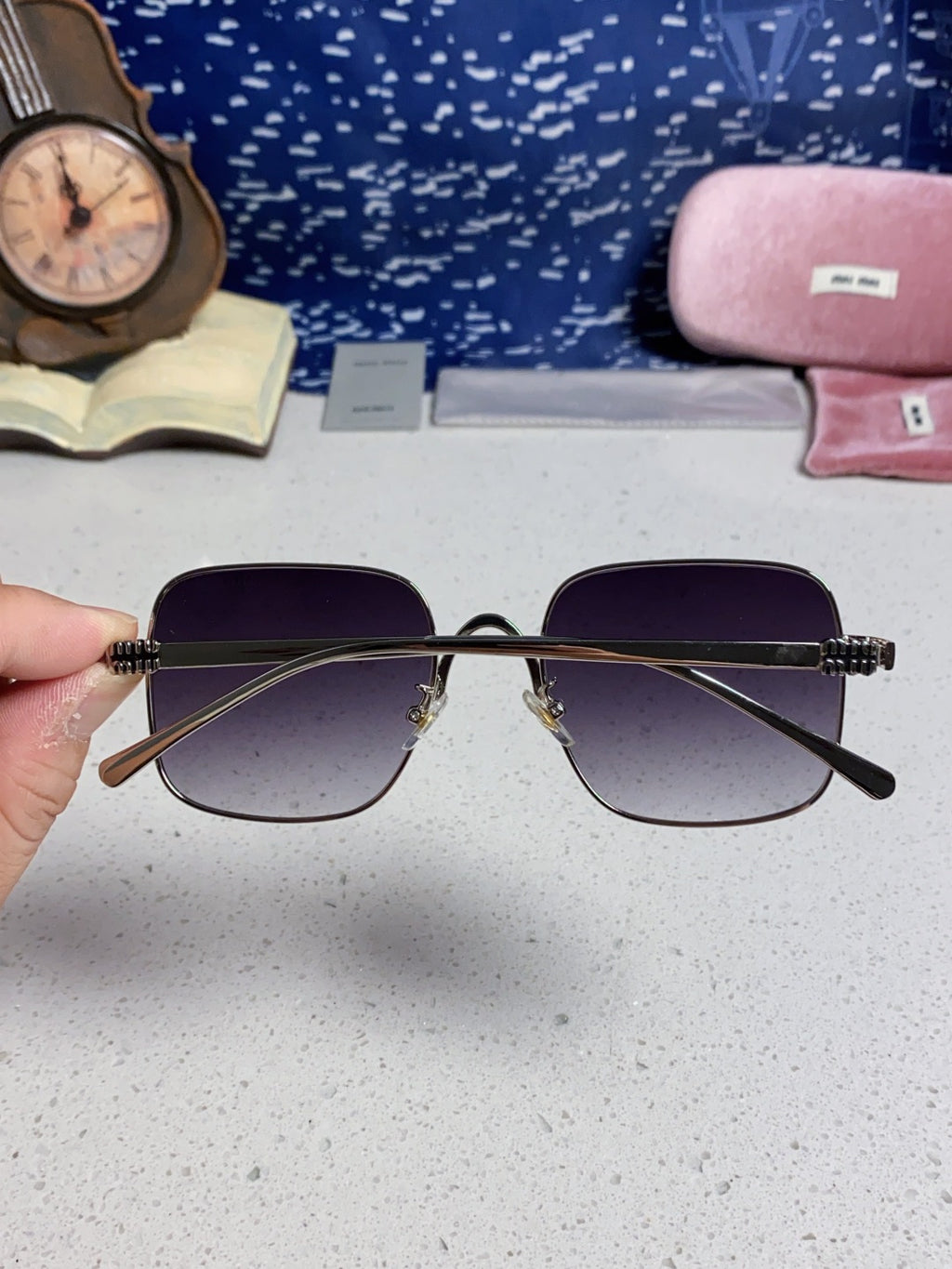 Miu Miu Metal Square Silver Lens Sunglasses for Men & Women - 867224 - detail image 5