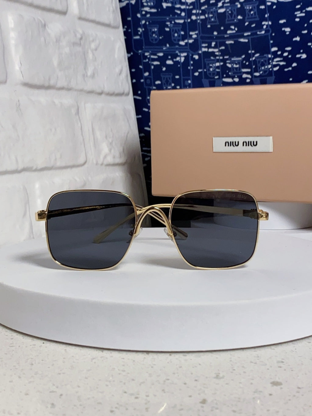 Miu Miu Metal Square Black Lens Sunglasses for Men & Women - 867225 - detail image 2