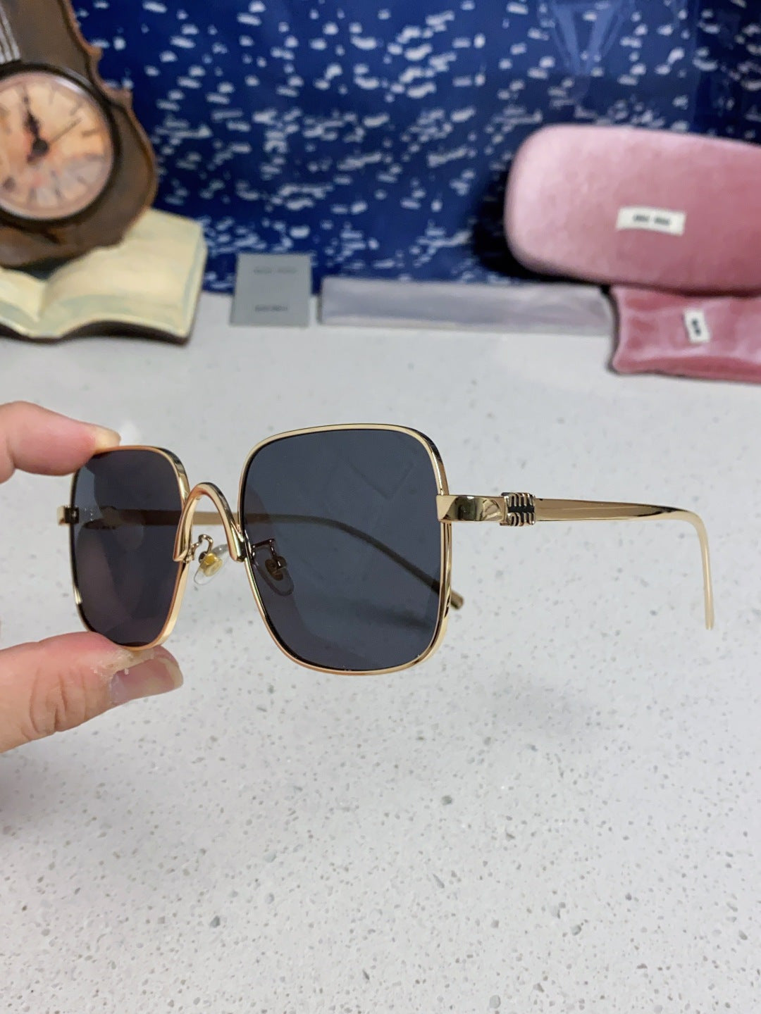 Miu Miu Metal Square Black Lens Sunglasses for Men & Women - 158616 - detail image 6