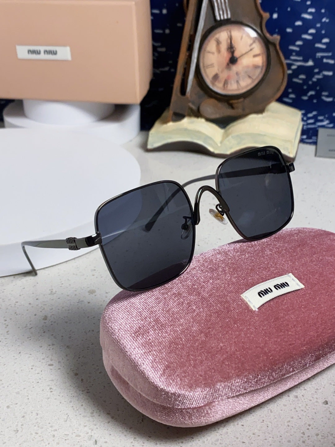 Miu Miu Metal Square Gray Lens Sunglasses for Men & Women - detail image 10