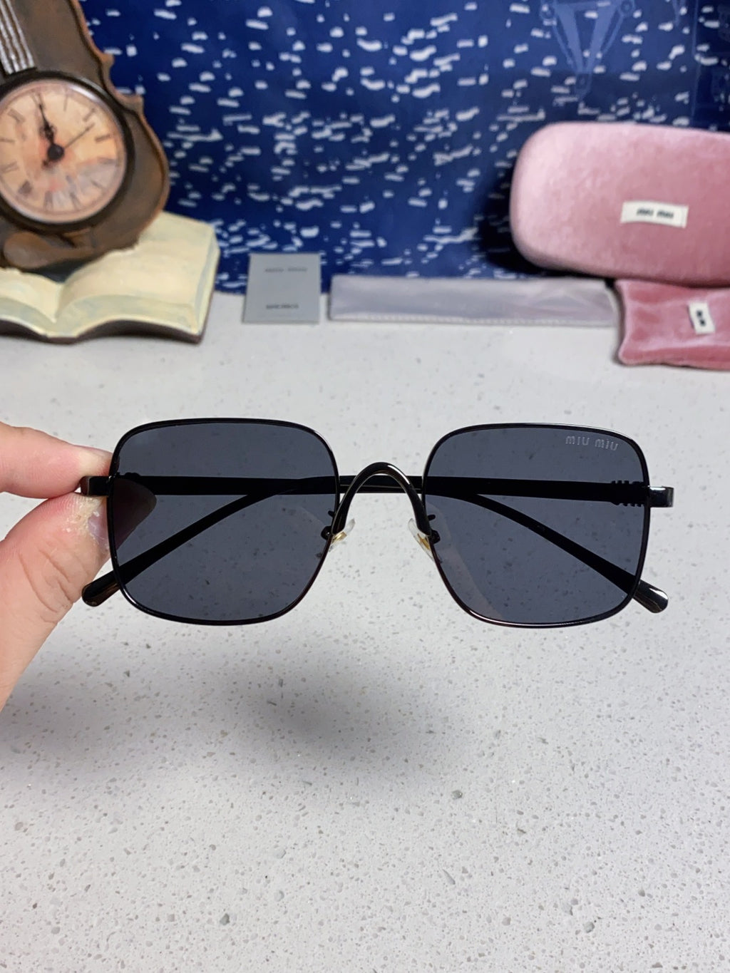 Miu Miu Metal Square Gray Lens Sunglasses for Men & Women - 867226 - detail image 4