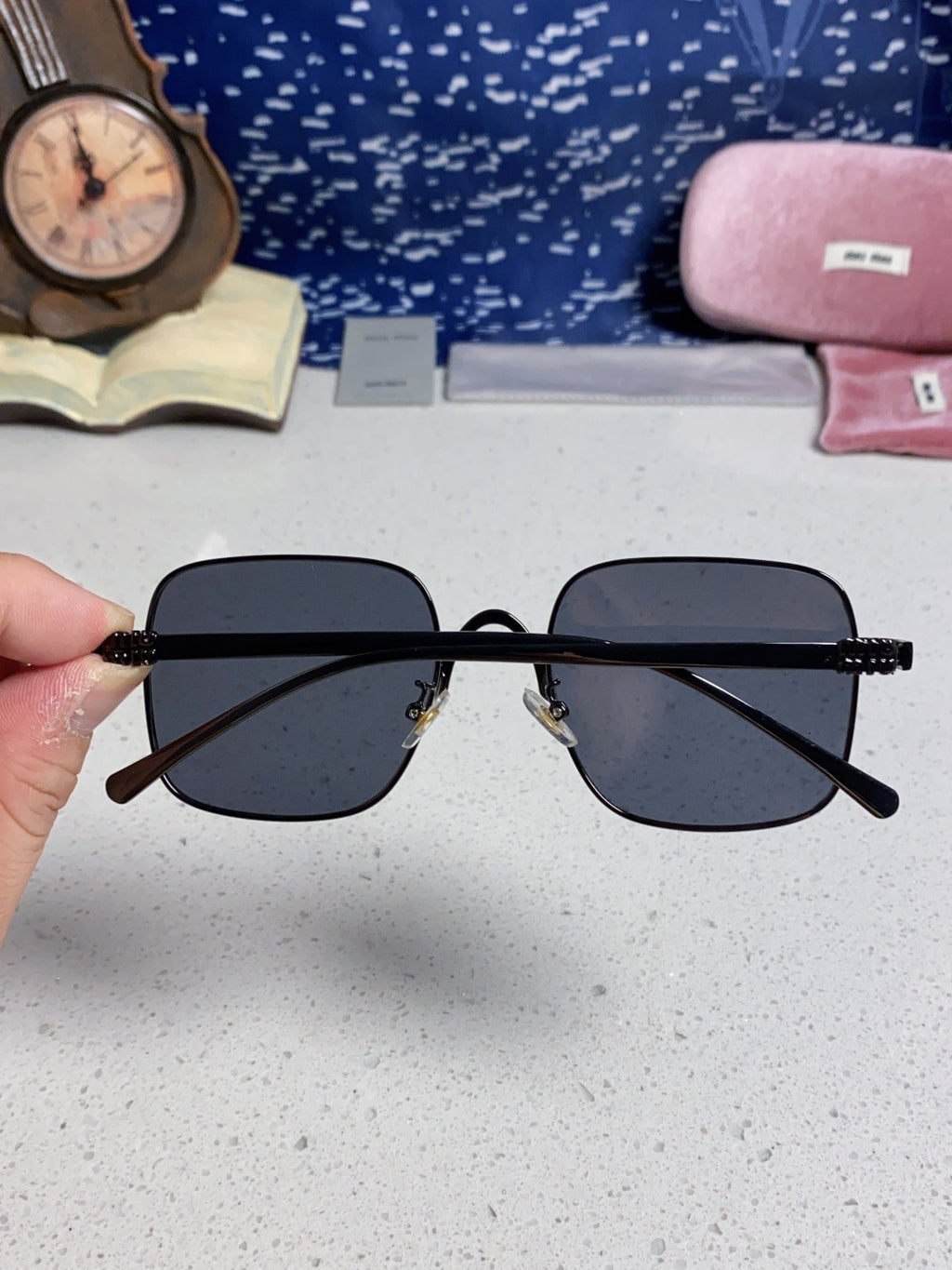 Miu Miu Metal Square Gray Lens Sunglasses for Men & Women - detail image 5
