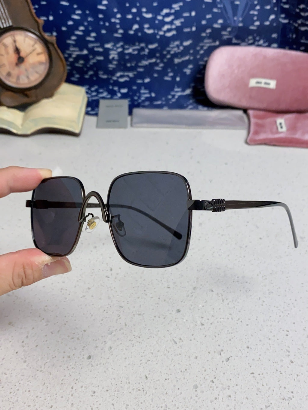 Miu Miu Metal Square Gray Lens Sunglasses for Men & Women - 867226 - detail image 6