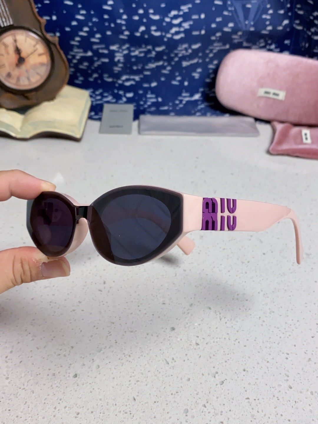 Miu Miu Cat-Eye Blue Lens Sunglasses for Women - 158606 - detail image 6