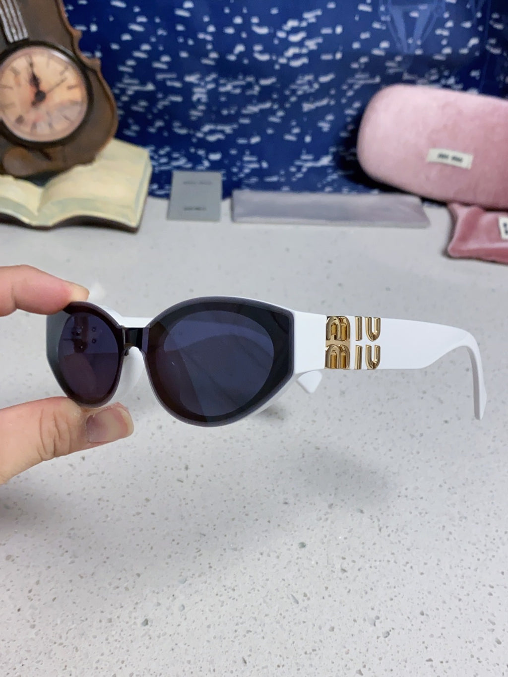 Miu Miu Cat-Eye Blue Lens Sunglasses for Women - 158609 - detail image 6