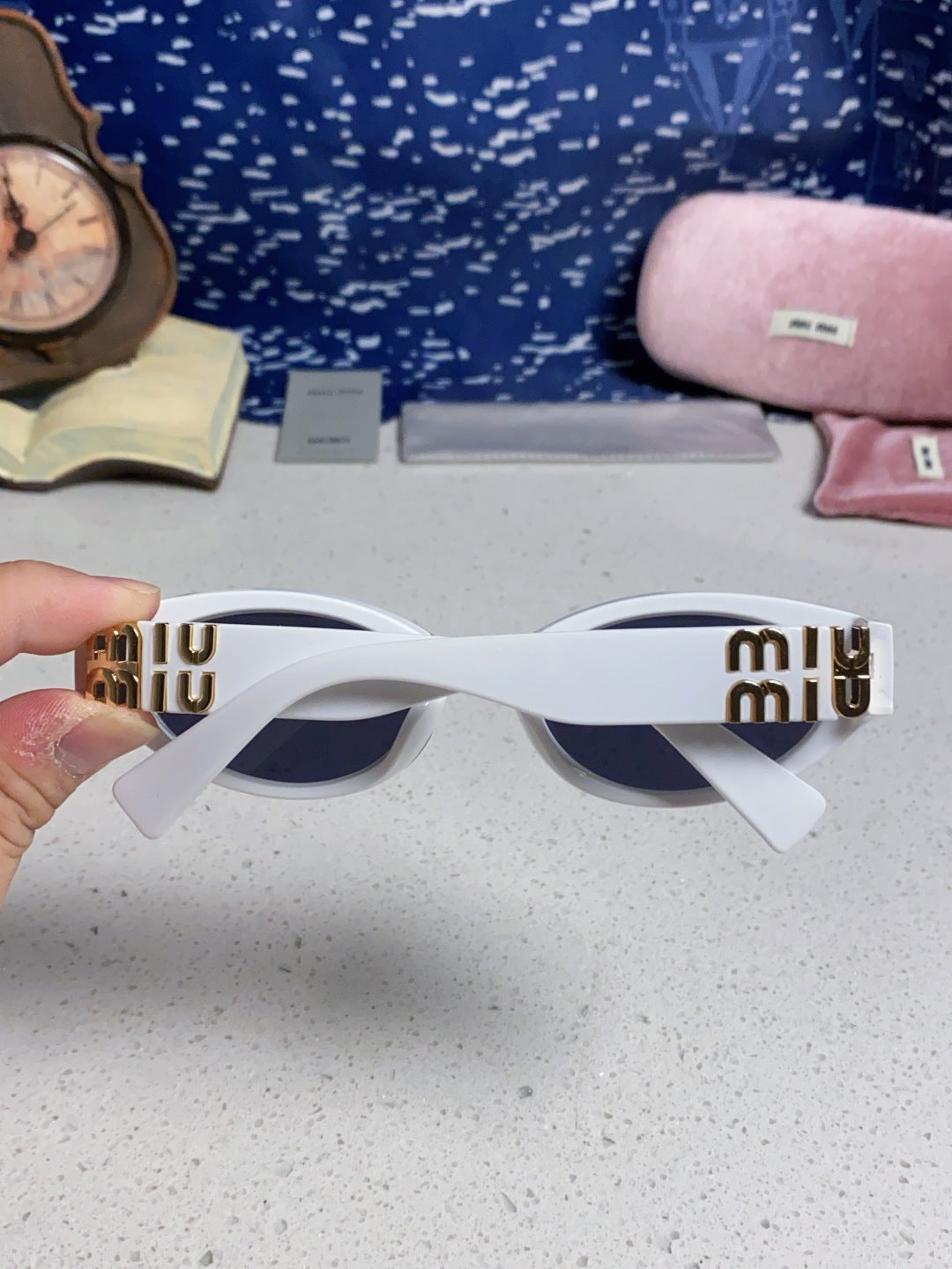 Miu Miu Cat-Eye Blue Lens Sunglasses for Women - 432630 - detail image 5