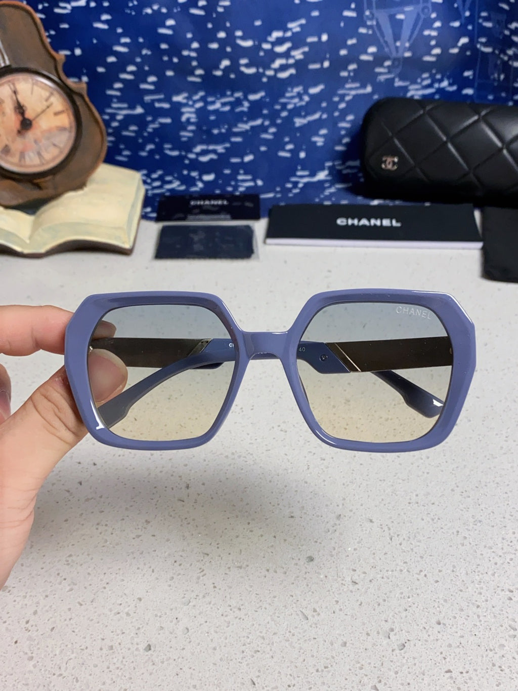 Chanel Polarized Square Silver Lens Sunglasses for Women - 431658 - detail image 4