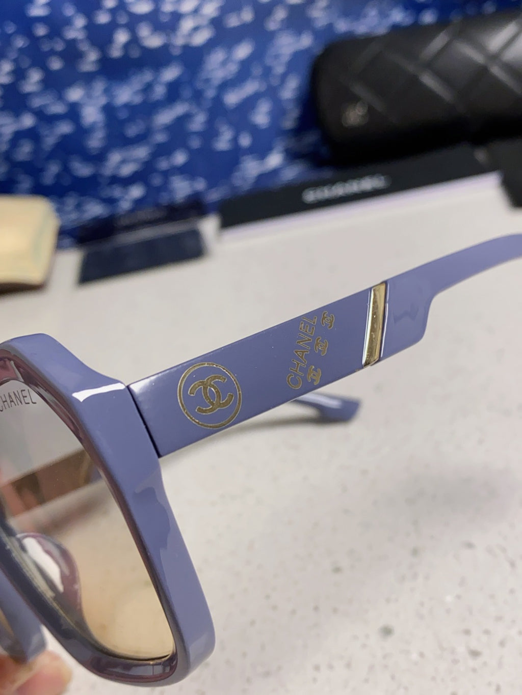 Chanel Polarized Square Silver Lens Sunglasses for Women - 158376 - detail image 7