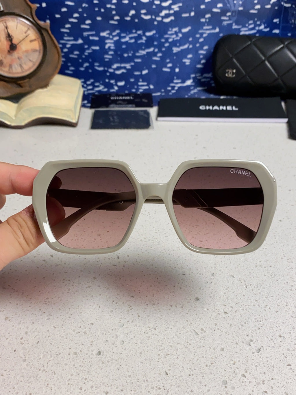 Chanel Polarized Square Silver Lens Sunglasses for Women - 158378 - detail image 4