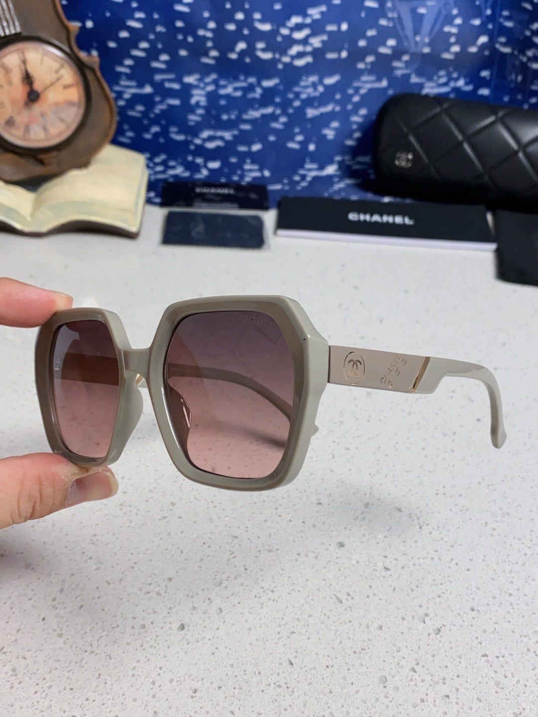 Chanel Polarized Square Silver Lens Sunglasses for Women - 867063 - detail image 6