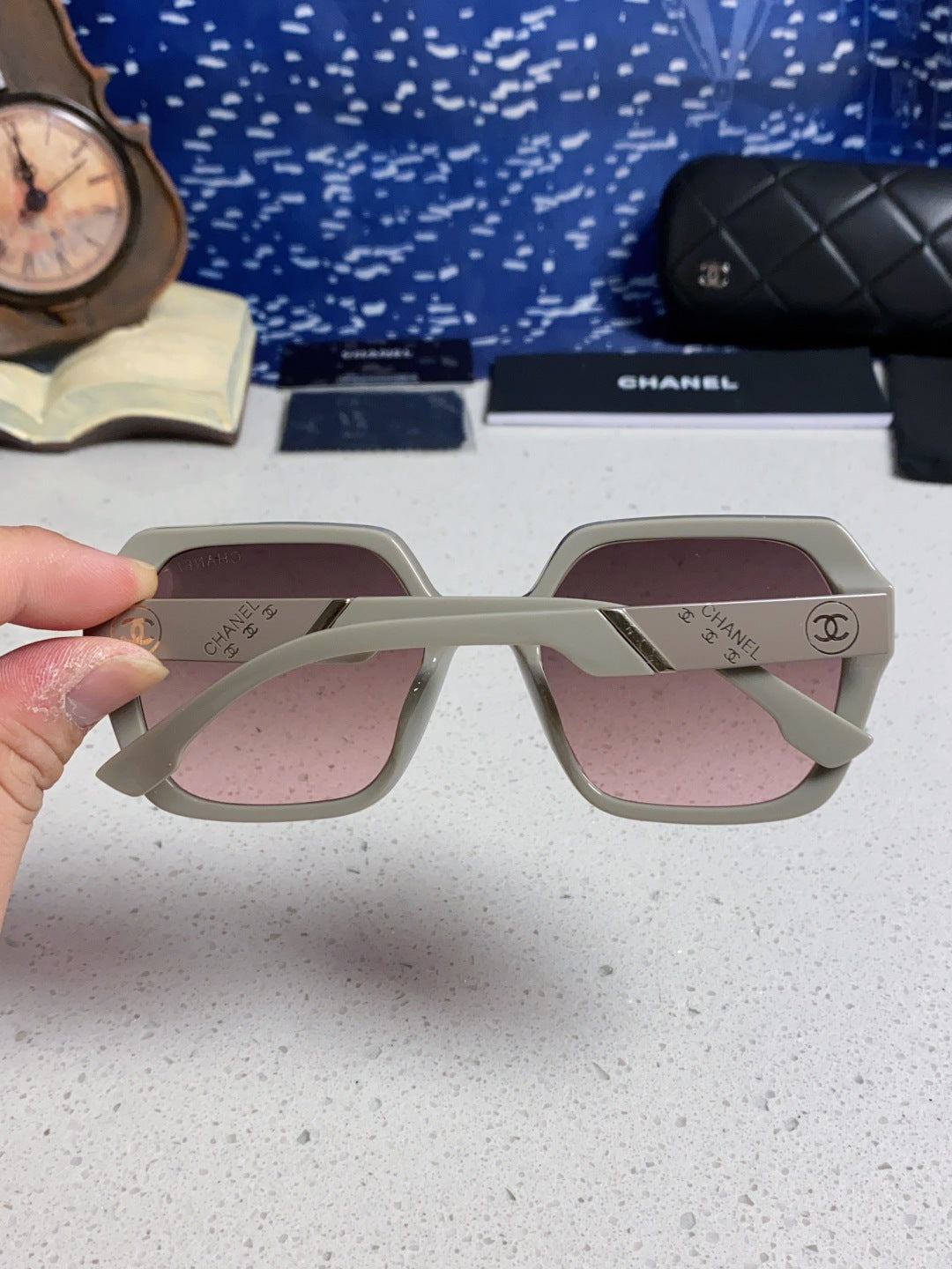 Chanel Polarized Square Silver Lens Sunglasses for Women - 158378 - detail image 5