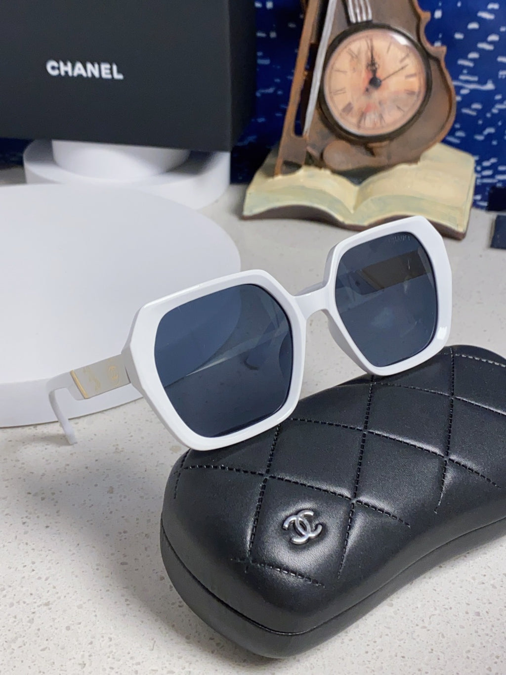 Chanel Polarized Square Black Lens Sunglasses for Women - 867064 - detail image 9