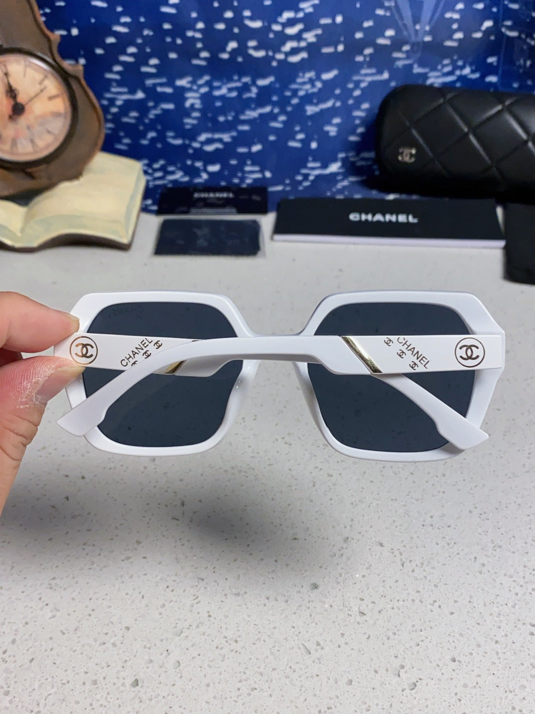 Chanel Polarized Square Black Lens Sunglasses for Women - 867064 - detail image 4