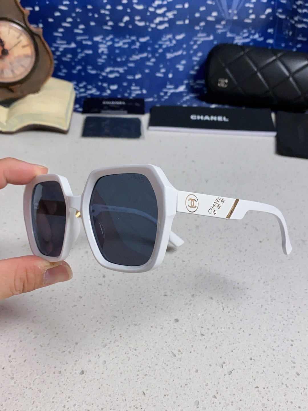 Chanel Polarized Square Black Lens Sunglasses for Women - 867064 - detail image 5