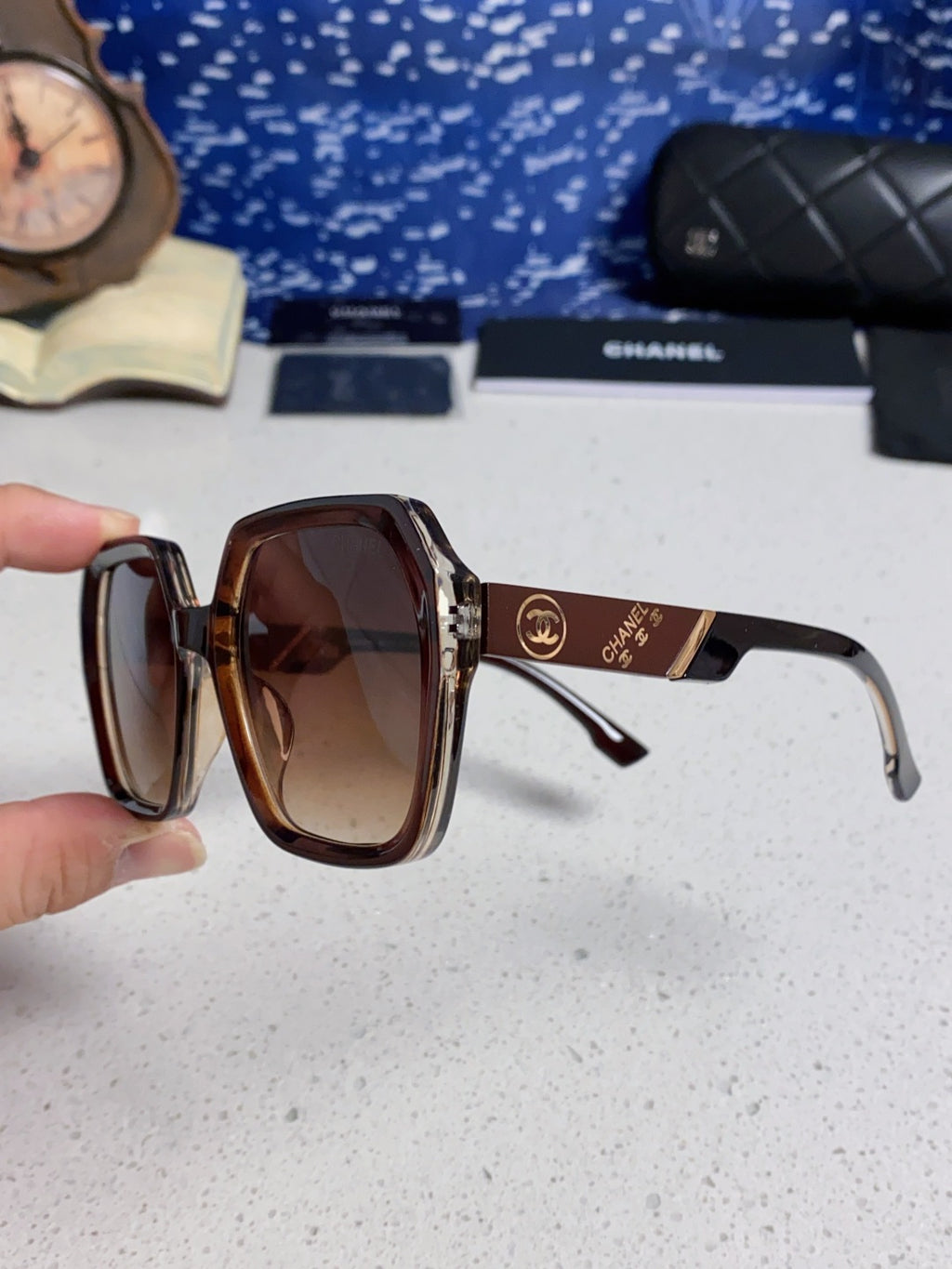 Chanel Polarized Square Red Lens Sunglasses for Women - 867065 - detail image 6