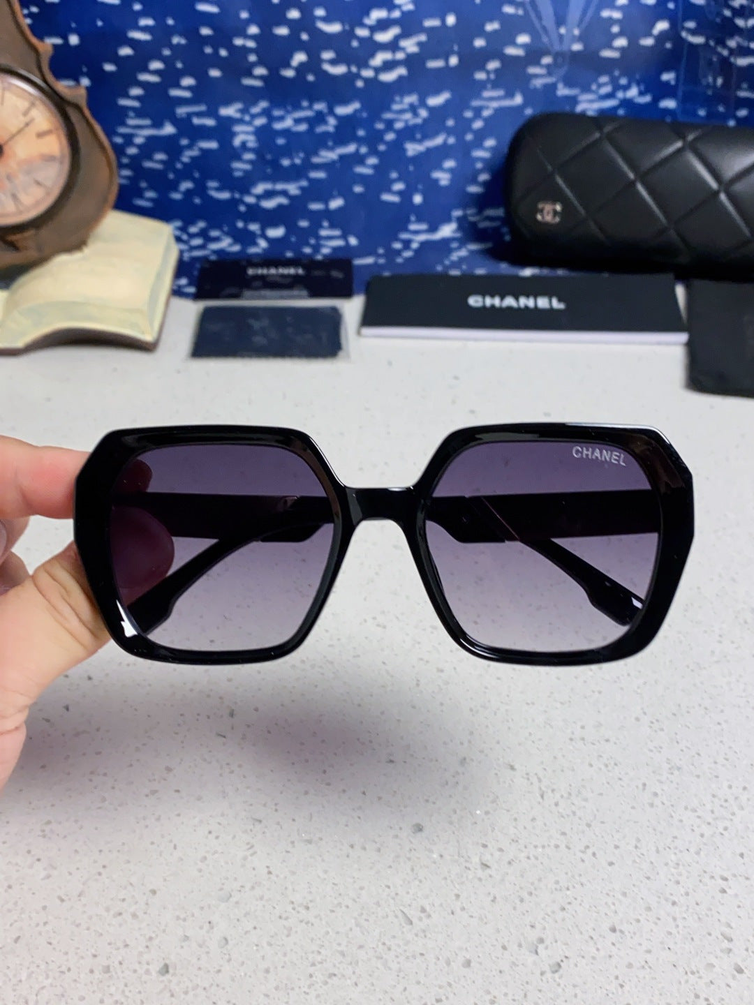 Chanel Polarized Square Gray Lens Sunglasses for Women - 867066 - detail image 4