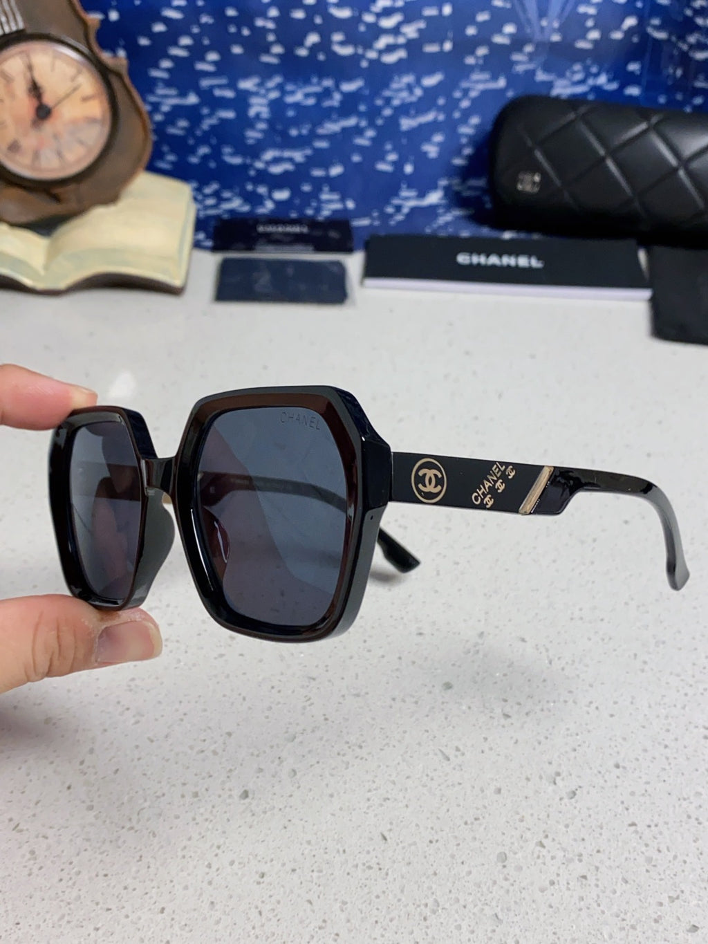 Chanel Polarized Square Blue Lens Sunglasses for Women - 867067 - detail image 6