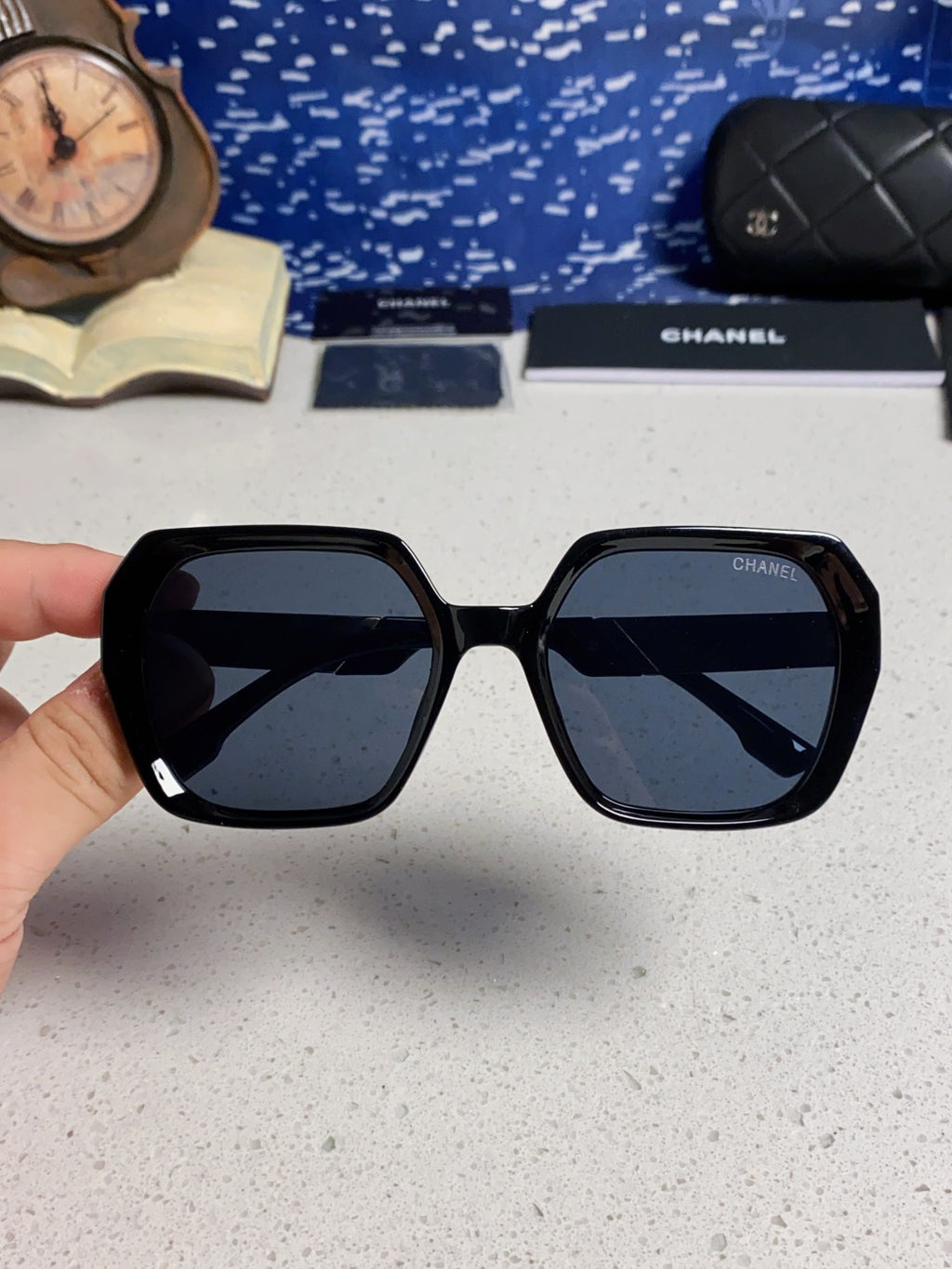 Chanel Polarized Square Blue Lens Sunglasses for Women - 867067 - detail image 4
