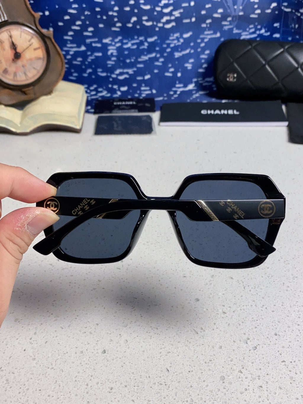 Chanel Polarized Square Blue Lens Sunglasses for Women - 867067 - detail image 5