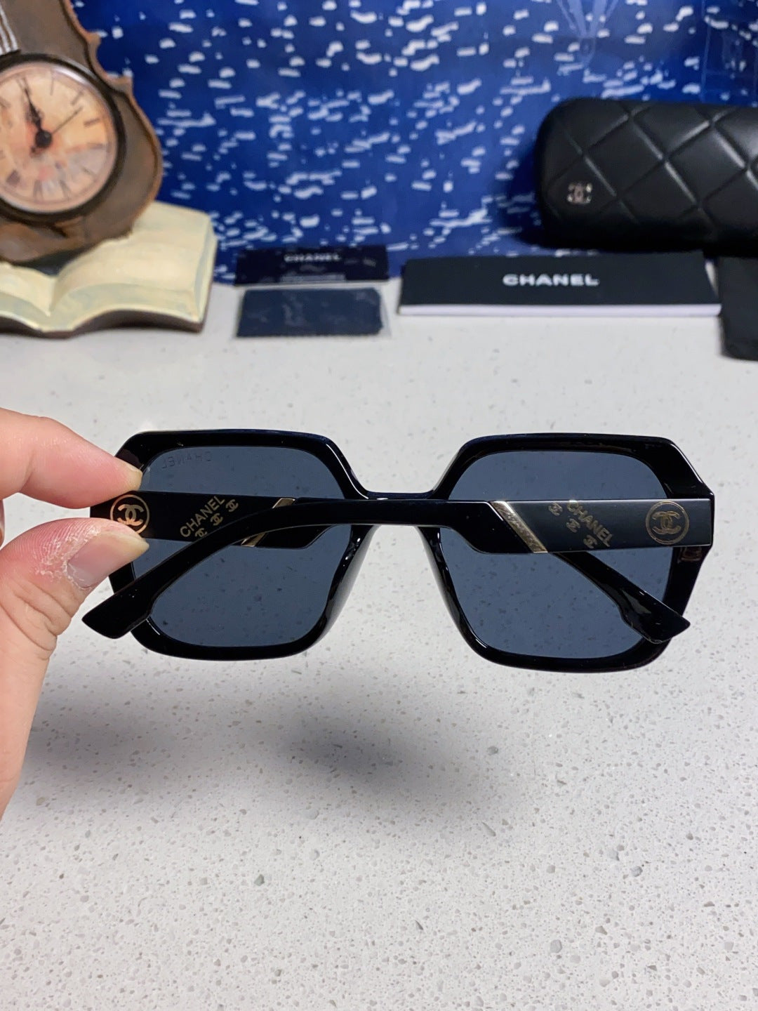 Chanel Polarized Square Blue Lens Sunglasses for Women - 867067 - detail image 5