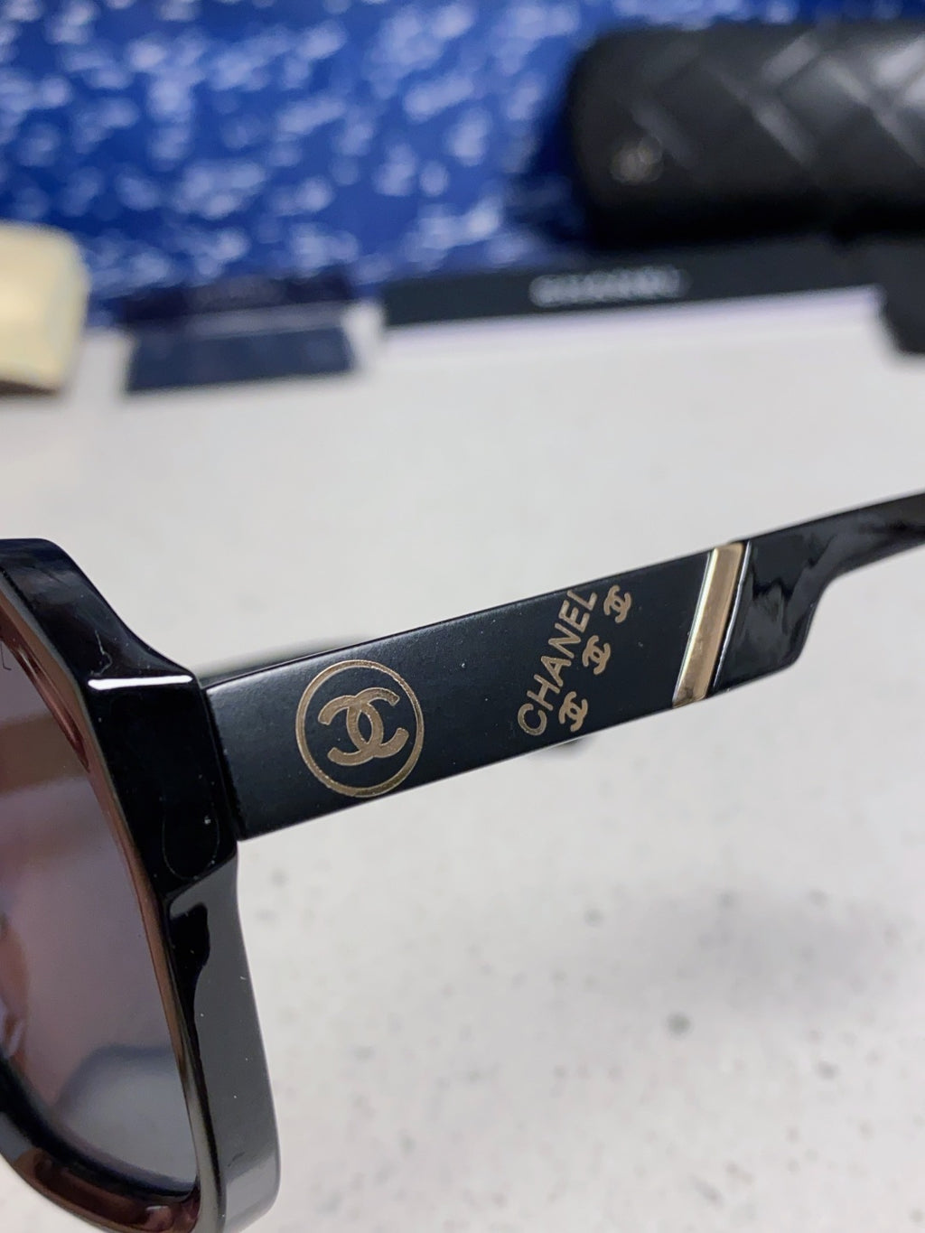 Chanel Polarized Square Blue Lens Sunglasses for Women - 867067 - detail image 7