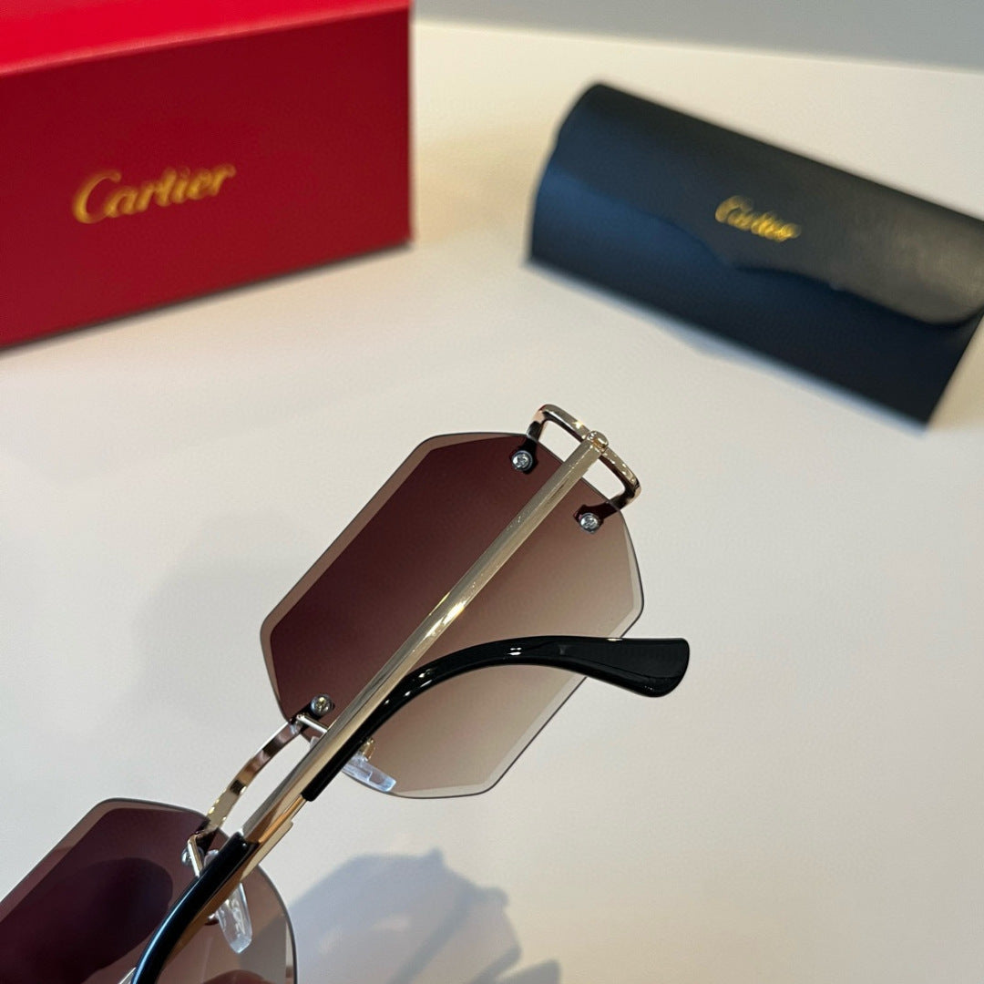 Cartier Lightweight Metal Rimless Red Lens Sunglasses for Men & Women - 935065 - detail image 5