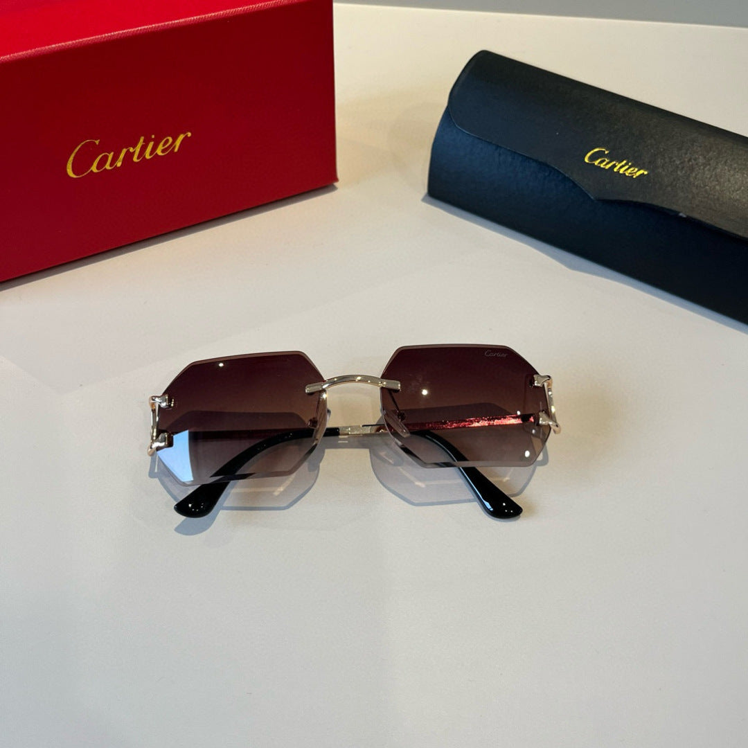 Cartier Lightweight Metal Rimless Red Lens Sunglasses for Men & Women - 935065 - detail image 8