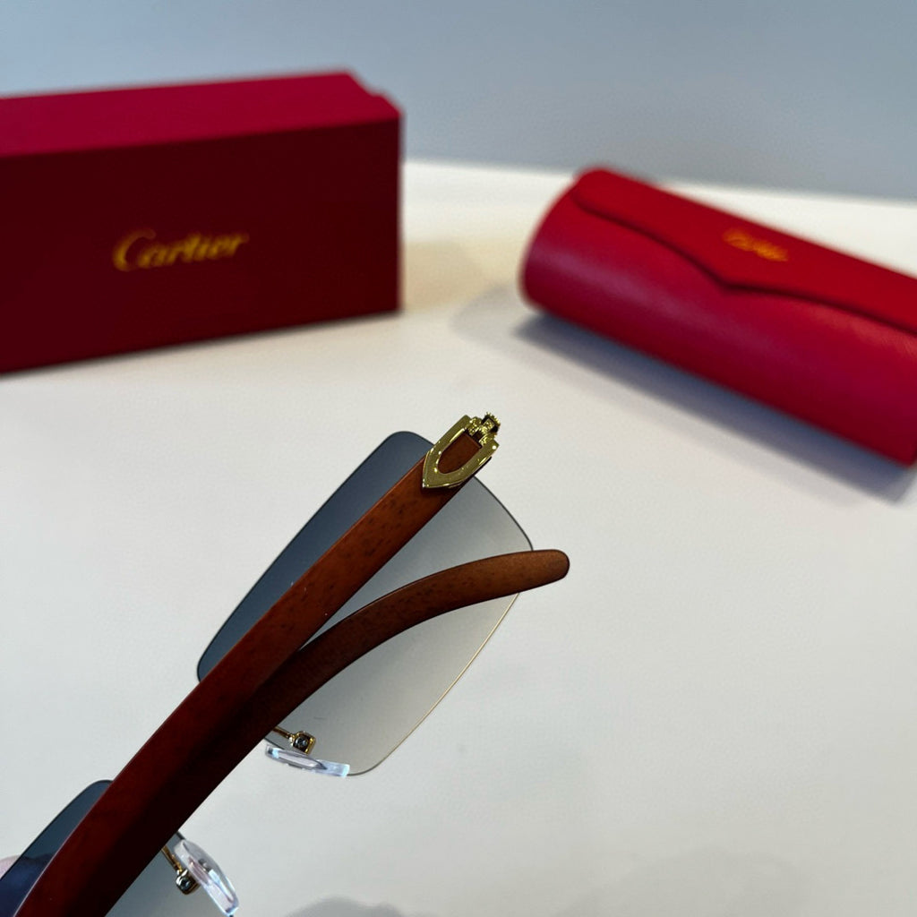 Cartier Lightweight Metal Rimless Red Lens Sunglasses for Men & Women - 935067 - detail image 5
