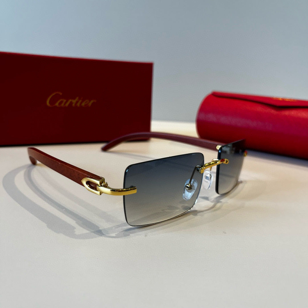 Cartier Lightweight Metal Rimless Red Lens Sunglasses for Men & Women - 372251