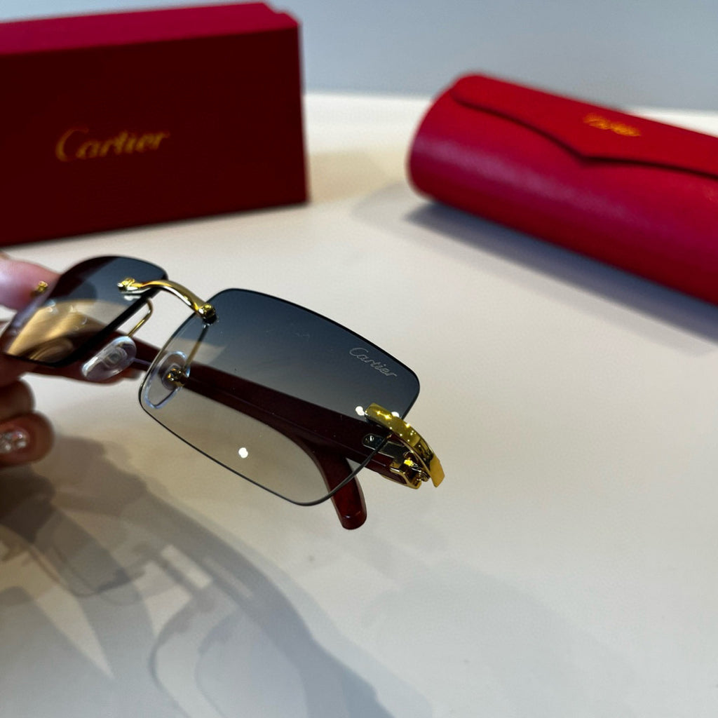 Cartier Lightweight Metal Rimless Red Lens Sunglasses for Men & Women - 935067 - detail image 7
