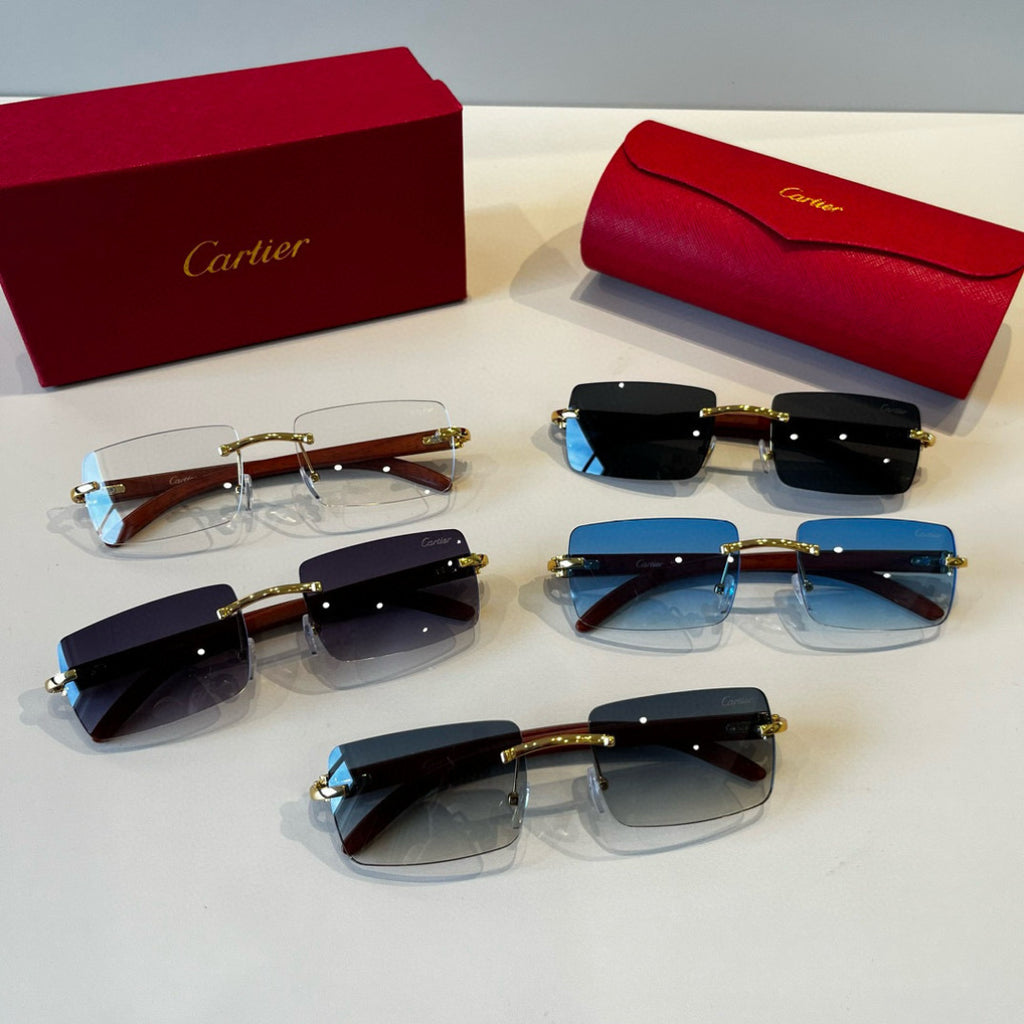 Cartier Lightweight Metal Rimless Blue Lens Sunglasses for Men & Wome - 432360 - detail image 9