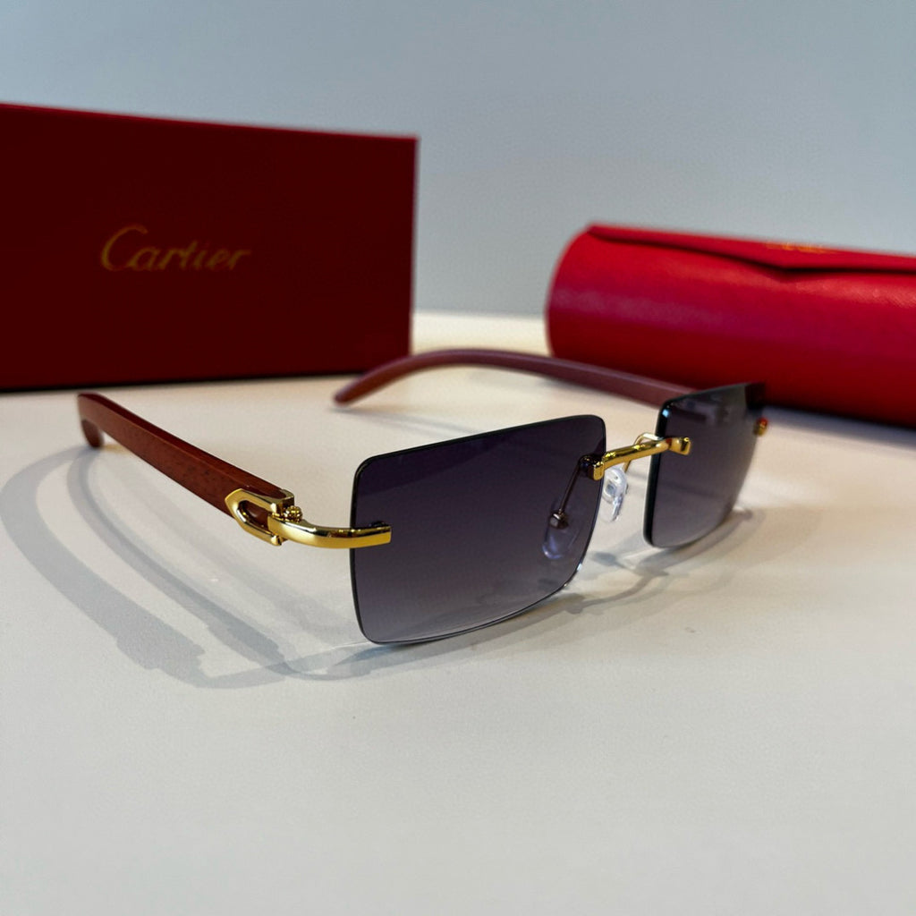 Cartier Lightweight Metal Rimless Silver Lens Sunglasses for Men & Wo - 935070
