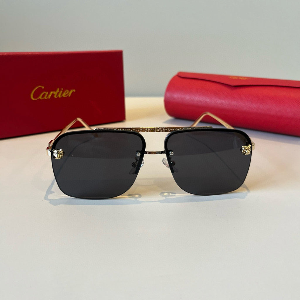Cartier Lightweight Metal Rimless Black Lens Sunglasses for Men & Wom - 935071 - detail image 2