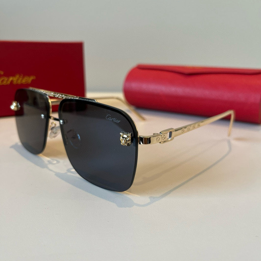Cartier Lightweight Metal Rimless Black Lens Sunglasses for Men & Wom - 935071 - detail image 3