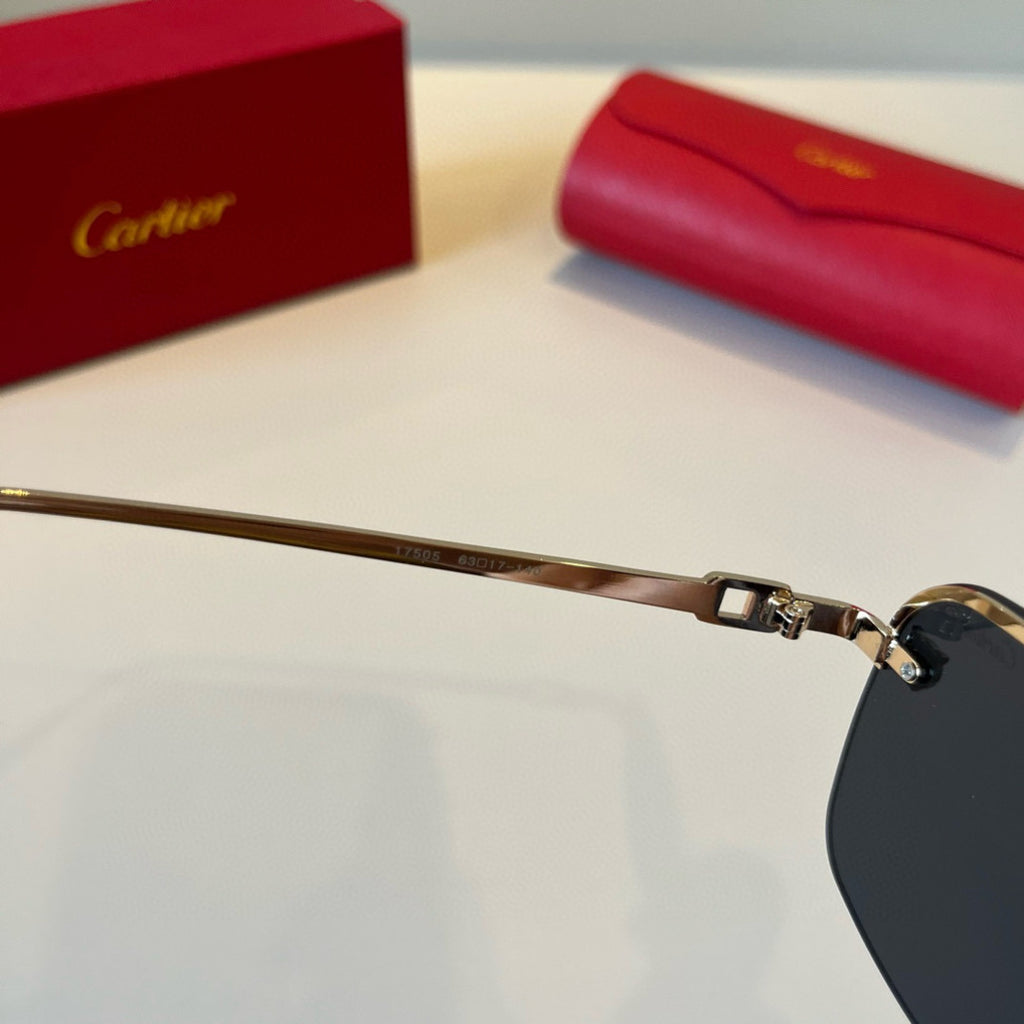 Cartier Lightweight Metal Rimless Black Lens Sunglasses for Men & Wom - 935071 - detail image 6