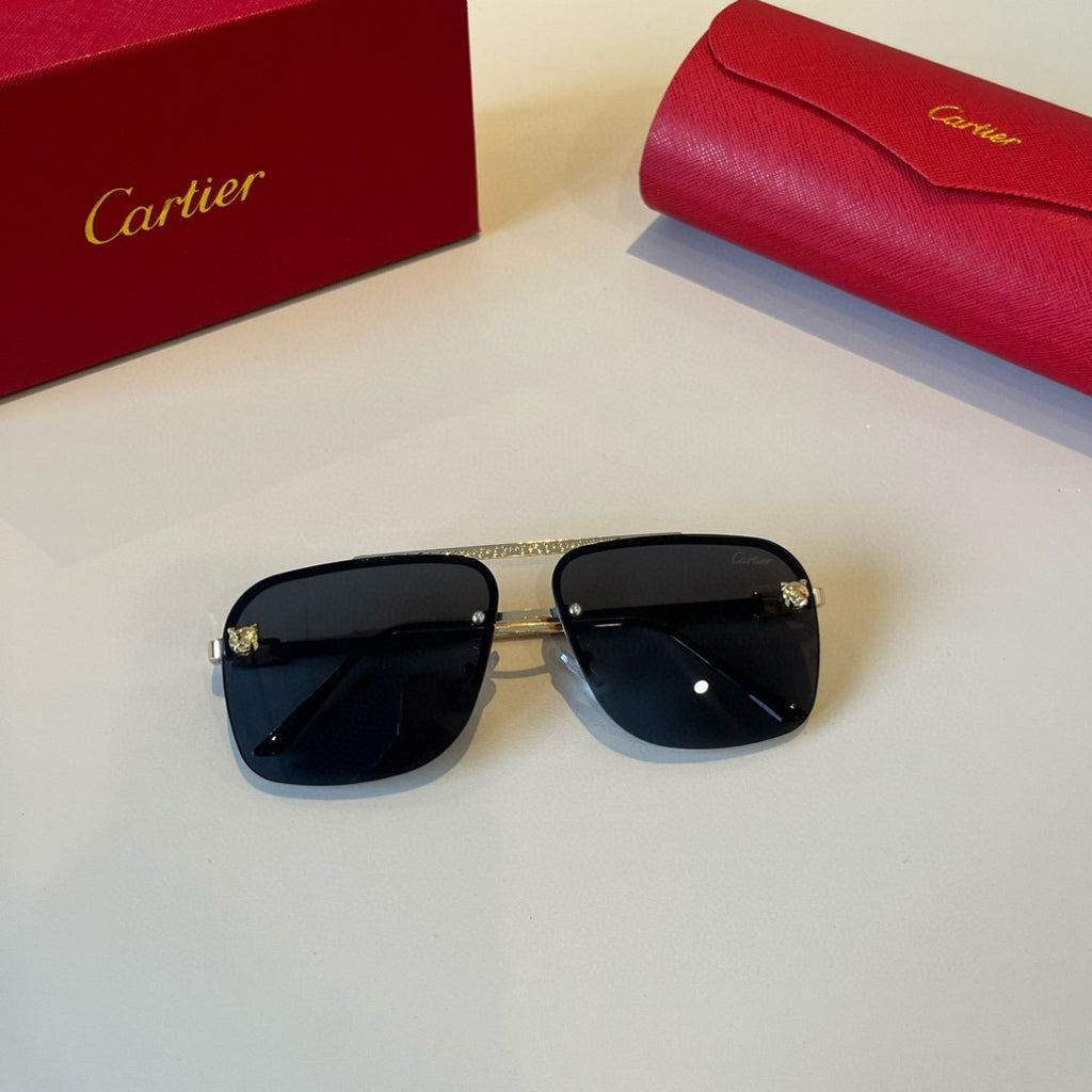 Cartier Lightweight Metal Rimless Black Lens Sunglasses for Men & Wom - 935071 - detail image 10