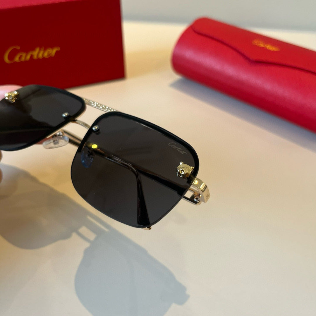 Cartier Lightweight Metal Rimless Black Lens Sunglasses for Men & Wom - 935071 - detail image 9