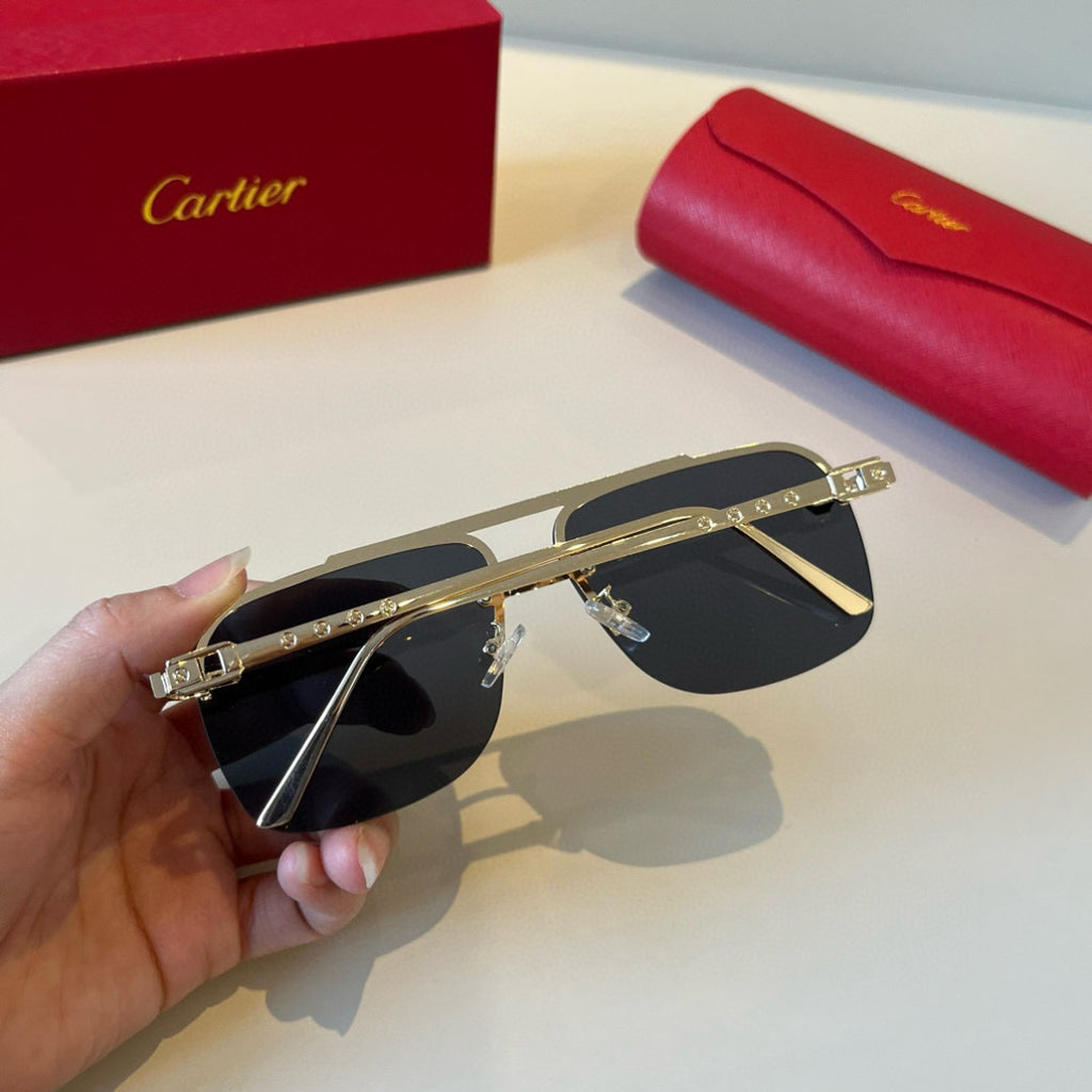 Cartier Lightweight Metal Rimless Black Lens Sunglasses for Men & Wom - 935071 - detail image 7