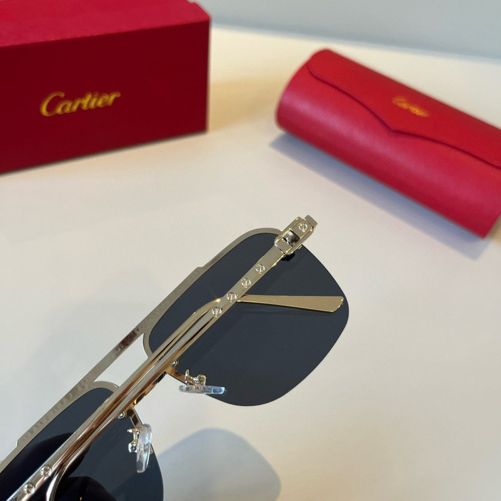 Cartier Lightweight Metal Rimless Black Lens Sunglasses for Men & Wom - 935071 - detail image 8
