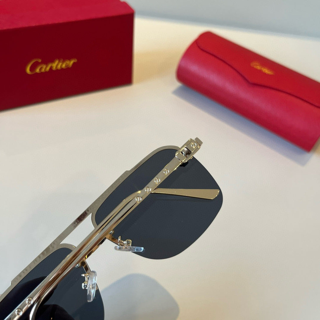 Cartier Lightweight Metal Rimless Black Lens Sunglasses for Men & Wom - 935071 - detail image 8
