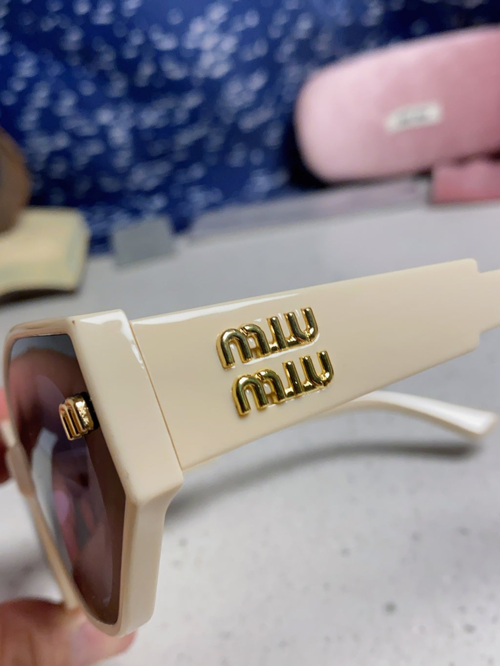 Miu Miu Cat-Eye Blue Lens Sunglasses for Women - 358688 - detail image 7